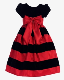 Christmas Dress Png - Girls Black Dress With Red Bow, Transparent Png, Transparent PNG