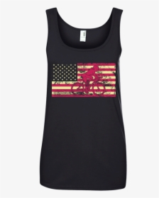 Female Cyclist Silhouette On The American Flag Ladies - Sleeveless Shirt, HD Png Download, Transparent PNG
