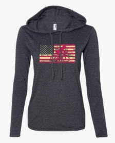 Female Cyclist Silhouette On The American Flag Ladies - Hoodie, HD Png Download, Transparent PNG