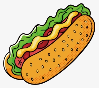 Hamburger Hot Dog Fast Food Drawing - Hot Dog Drawing Png, Transparent Png, Transparent PNG