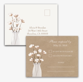 Rustic Cotton Theme Kraft Paper Wedding Rsvp Postcard - Wedding Invitation, HD Png Download, Transparent PNG