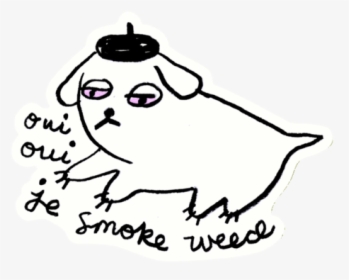 Oui Weed Dog Sticker - Cartoon, HD Png Download, Transparent PNG