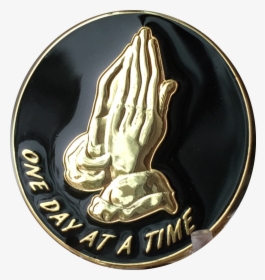 Praying Hands Black & Gold Plated One Day At A Time - One Day At A Time Prayer Hands, HD Png Download, Transparent PNG