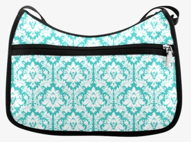 Damask Pattern Turquoise And White Crossbody Bags - Handbag, HD Png Download, Transparent PNG
