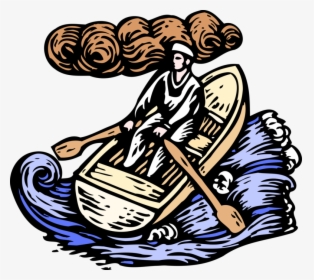 Vector Illustration Of Sailor Rowing With Oars In Rowboat, HD Png Download, Transparent PNG