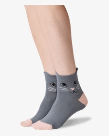 Women S Cat Ears Anklet Socks In Gray Front   Class - Tights, HD Png Download, Transparent PNG
