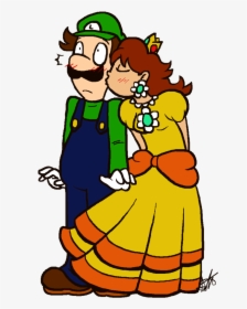 Luigi Gets A Kiss By Hamsamwich - Cartoon, HD Png Download, Transparent PNG