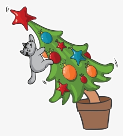 Cat Hanging Off Of Christmas Tree, HD Png Download, Transparent PNG