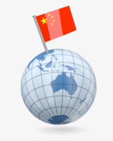 Earth With Flag Pin - Globe With China Flag, HD Png Download, Transparent PNG