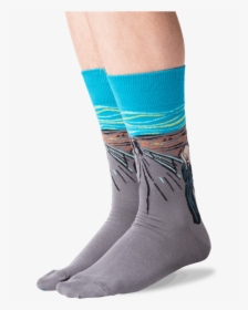 Men S Munch S The Scream Socks In Teal Front   Class - Wool, HD Png Download, Transparent PNG