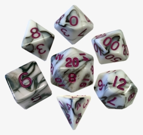Mdg Acrylic 16mm 7-die Set Marble With Purple - Black And White Marble Dice With Pink, HD Png Download, Transparent PNG