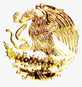 Mexico Flag Eagle Png - Mexico Coat Of Arms Gold, Transparent Png, Transparent PNG