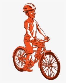Child Riding On His Cruiser Style Bike - Hybrid Bicycle, HD Png Download, Transparent PNG