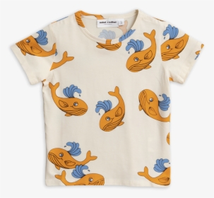 Mini Rodini Orange Whale Print Tee - Mini Rodini T Shirt, HD Png Download, Transparent PNG