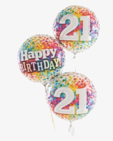 21 Rainbow Confetti Happy Birthday Trio - Transparent Birthday Balloons 60, HD Png Download, Transparent PNG