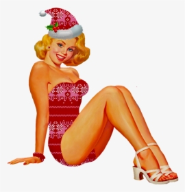 Christmas Pin Up Girl, Pin Up, Woman, Sweater Pattern - Christmas Pin Up Png, Transparent Png, Transparent PNG