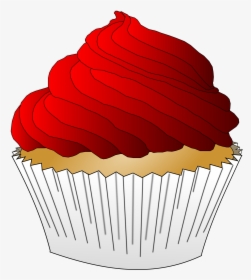 Baking Cup,dessert,cupcake - Vanilla Cupcake With Red Frosting, HD Png Download, Transparent PNG