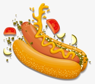 Barbecue Hot Vector Hamburger Dog Png File Hd Clipart - Cartoon Transparent Background Hamburger, Png Download, Transparent PNG