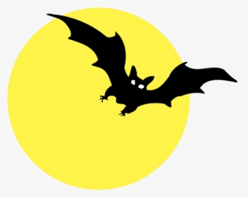 Clipart Moon Scary - Bat And Moon Clipart, HD Png Download, Transparent PNG