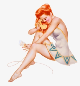Red Head On Phone2 - 復古 歐美, HD Png Download, Transparent PNG
