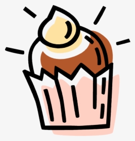 Vector Illustration Of Sweet Dessert Baked Cupcake - Clip Art, HD Png Download, Transparent PNG