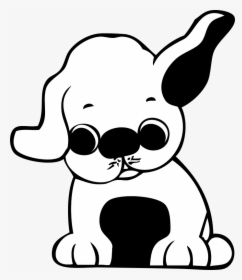 Puppy, Cartoon, Cute, Ears, Isolated, Comic, Doggy, - Puppy Clipart Black And White, HD Png Download, Transparent PNG