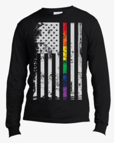 Rainbow Pride Usa Flag Strip Black Long Sleeves T Shirt - Las Vegas Raiders T Shirt, HD Png Download, Transparent PNG