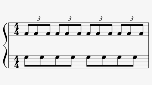 Piano Triplets Against Eighth Notes - Soprano Alto Tenor And Bass, HD Png Download, Transparent PNG