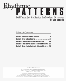 Transparent Sixteenth Note Png - Rhythmic Patterns Joe Cusatis Pdf Free, Png Download, Transparent PNG