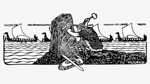 Viking, Norseman, Carving, Monolith, Runes, Warrior - Viking Scene Art, HD Png Download, Transparent PNG
