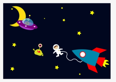 Star,art,space - Cartoon Rocket In Space, HD Png Download, Transparent PNG