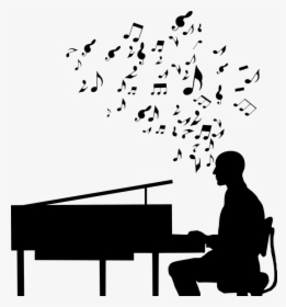 Piano, Player, Jazz, Music, Silhouette, Acoustic - Man On Computer Desk Clipart, HD Png Download, Transparent PNG