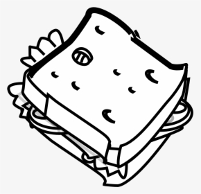 Cheese - Sandwich - Clipart - Cheese Sandwich - Cheese Sandwich Black And White, HD Png Download, Transparent PNG