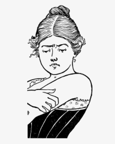 Sad Face Lady Clip Arts - Scratching Face Black And White Clipart, HD Png Download, Transparent PNG