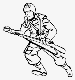 Army Clipart Outline Picture Library Download Hd Soldier - Soldier Clipart Black And White, HD Png Download, Transparent PNG