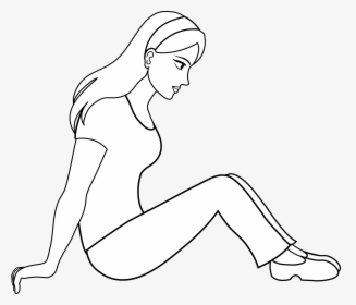 Person Sitting Cartoon Outline, HD Png Download, Transparent PNG