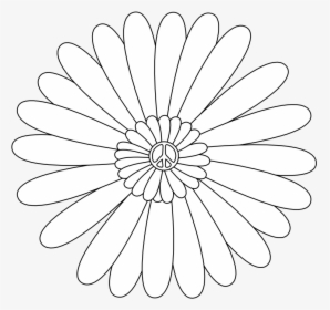 Peace Symbol Peace Sign Flower 55 Black White Line - Illustration, HD Png Download, Transparent PNG