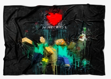 Minecraft Fleece Blanket Minecraft Love Black Blanket - Linens, HD Png Download, Transparent PNG