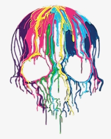 #skull #paint #rainbow #rainbowskull #skullrainbow - T-shirt, HD Png Download, Transparent PNG