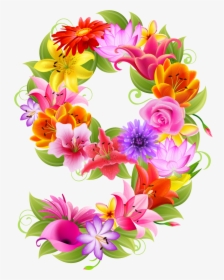 Alphabet Flower Clipart Png Transparent Stock Zona - Number 9 Floral, Png Download, Transparent PNG