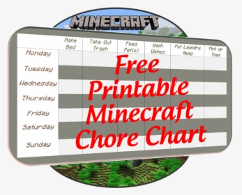 Free Printable Minecraft Chore Chart - Printable Minecraft Chore Chart, HD Png Download, Transparent PNG