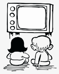 Watching Tv Clipart Of Television Box And Clay Tablet - Watch Tv Clipart Black And White, HD Png Download, Transparent PNG