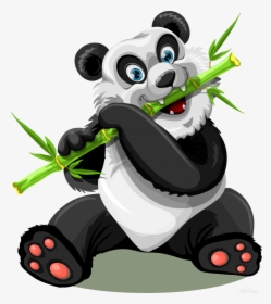 Giant Panda 1 Print - Kawaii Panda Eating Bamboo Transparent, HD Png Download, Transparent PNG