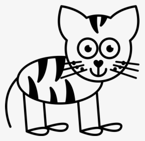 Cat With Stripes Outline Rubber Stamp Stick Figure - Cat Stick Figure Png, Transparent Png, Transparent PNG