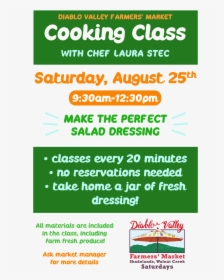 Dv Cooking Class Flyer 2018 2 - Flyer, HD Png Download, Transparent PNG