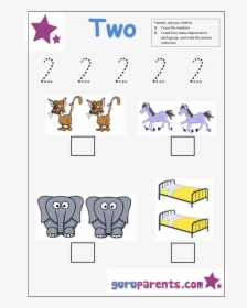 Number Two Tracing And Coloring Worksheets - Number 2 Worksheets Guruparents, HD Png Download, Transparent PNG