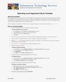 Operating Level Agreement Main Image - Internal Service Level Agreement Template, HD Png Download, Transparent PNG