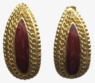 Curved Red And Gold Chain Earrings - Earrings, HD Png Download, Transparent PNG