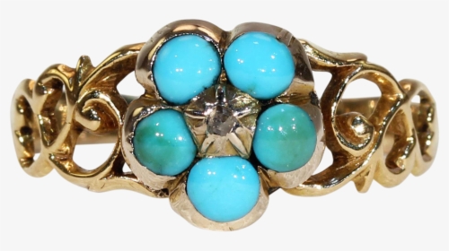 Victorian Turquoise Diamond Forget Me Not Ring Gold - Turquoise Ring Png, Transparent Png, Transparent PNG