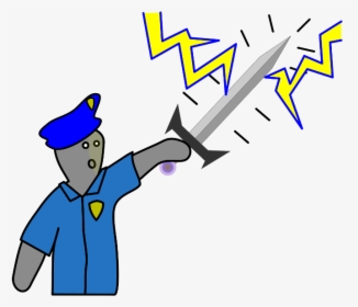A Police Man Is In Awe Of A Sword He Found As He Holds - Cartoon, HD Png Download, Transparent PNG